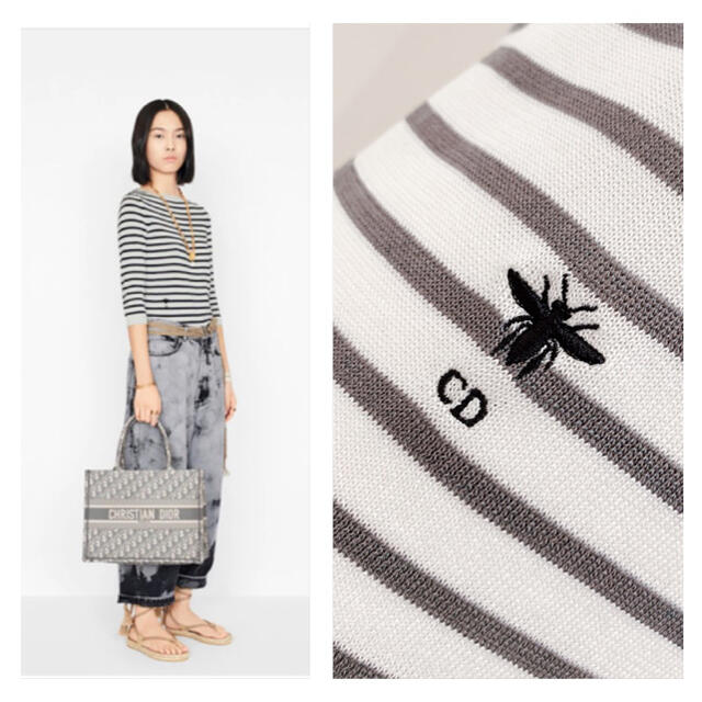 Christian Dior カットソー(半袖/袖なし) Christian トップス ボーダー BEE刺繍 未使用 ニット ボーダー Dior Christian Dior カットソー(半袖/袖なし) Christian トップス ボーダー BEE刺繍 未使用 ニット ボーダー Dior