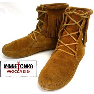 ミネトンカ(Minnetonka)のMinnetonka / ミネトンカ スエードフリンジ編み上げモカシンブーツ24(ブーツ)