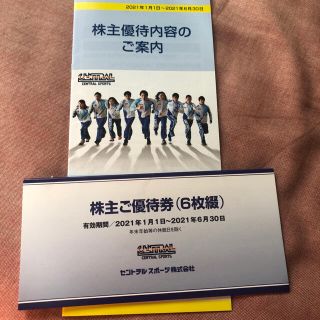 セントラルスポーツ株主優待優待券6枚　かんたんラクマパック発送(フィットネスクラブ)