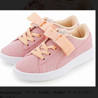 プーマ(PUMA)のプーマ　キッズ　ビッキー　リボン　グリッター　スニーカー　完売品　ピンク(スニーカー)