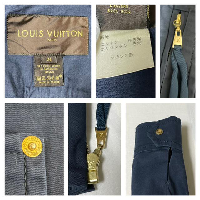 LOUIS VUITTON(ルイヴィトン)の本物 ルイヴィトン LV ZIP コットン ライダース ジャケット 紺 34  レディースのジャケット/アウター(ライダースジャケット)の商品写真