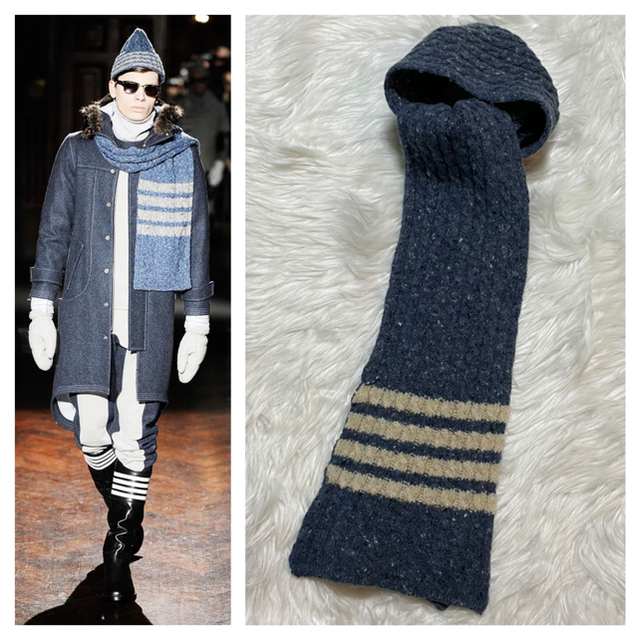 Thom Browne 本物 コレクションモデル トムブラウン ストライプ ウール マフラー 青 白 の通販 By Yutanpo トムブラウンならラクマ