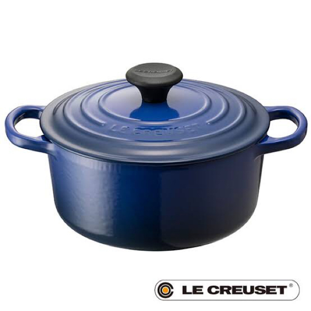 LE CREUSET(ルクルーゼ)の【ル・クルーゼ】ココットロンド18cm コバルトブルー インテリア/住まい/日用品のキッチン/食器(鍋/フライパン)の商品写真