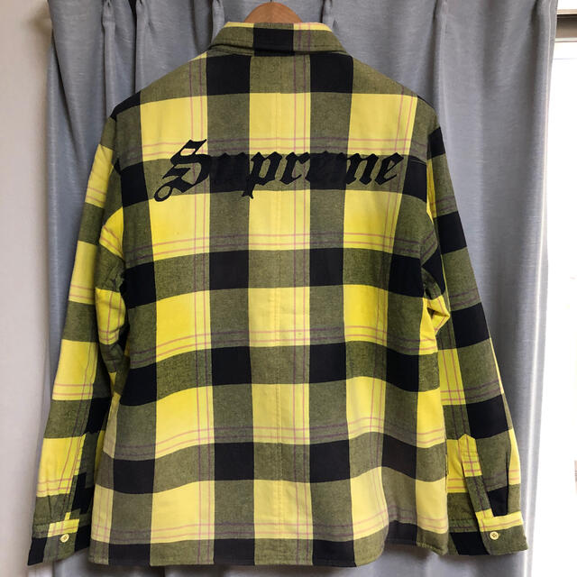 新品　黄色　Supreme  Quilted Flannel Shirt L