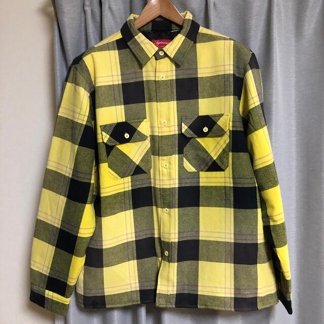 新品　黄色　Supreme  Quilted Flannel Shirt L