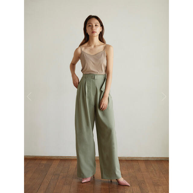 パンツStraight belt slacks (green)