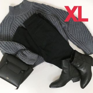 エイチアンドエム(H&M)の⬛H&M新色　チャンキーニット  リブニットハイネック　(XL　グレー) (ニット/セーター)