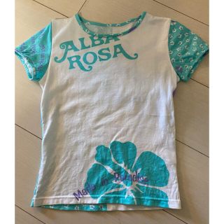 アルバローザ(ALBA ROSA)のアルバローザ　半袖Tシャツ　ロゴ　ハイビスカス　サイズ2(カットソー(半袖/袖なし))