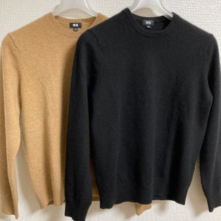 ユニクロ(UNIQLO)のユニクロカシミヤセーター(黒・ベージュ)Mサイズ　2品同時出品(ニット/セーター)