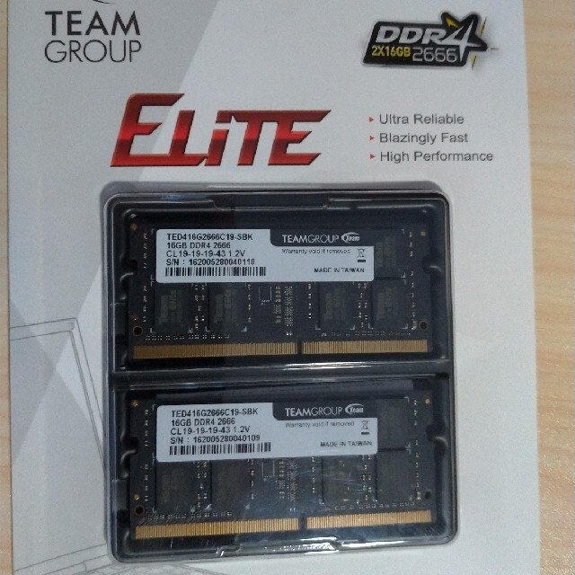 未開封 SO-DIMM DDR4 2666MHz 16GBx2枚組