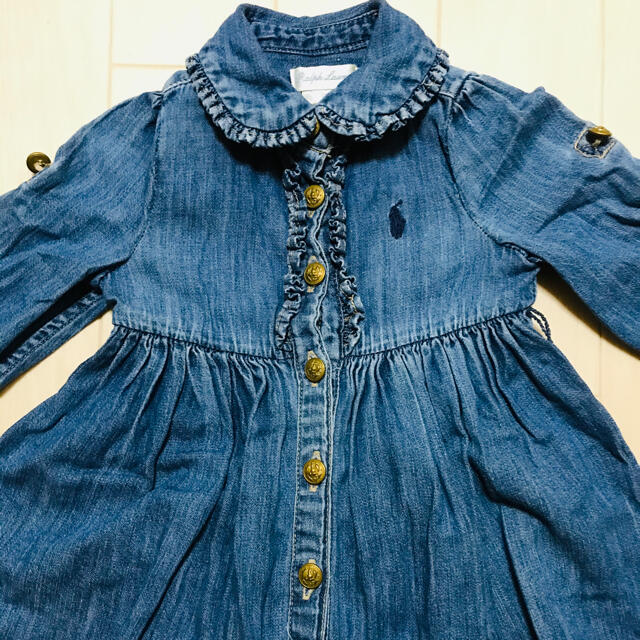 Ralph Lauren(ラルフローレン)のラルフローレンデニムワンピース　60サイズ キッズ/ベビー/マタニティのベビー服(~85cm)(ワンピース)の商品写真