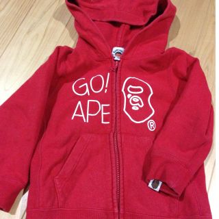 アベイシングエイプ(A BATHING APE)のBAPE KIDS 赤パーカー(パーカー)