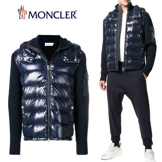 専用 07 MONCLER ネイビー ニット×ダウンブルゾン size M