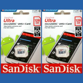 サンディスク(SanDisk)の2枚セット サンディスク microSDカード 128GB マイクロSD(PC周辺機器)