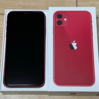 アップル(Apple)の超美品　iPhone 11 RED 64 GB SIMフリー(スマートフォン本体)