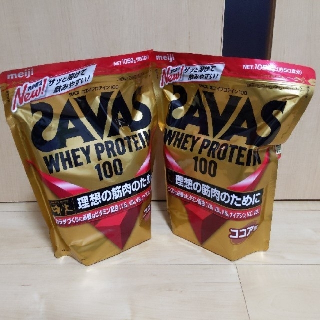 SAVAS(ザバス)のザバスホエイプロテイン100　ココア味　2袋 食品/飲料/酒の健康食品(プロテイン)の商品写真