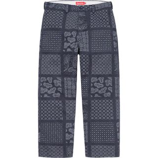 シュプリーム(Supreme)のsupreme Paisley Grid Chino Pant ネイビー(チノパン)