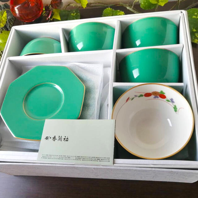 香蘭社 湯呑み茶碗 茶托 5客セット - 食器