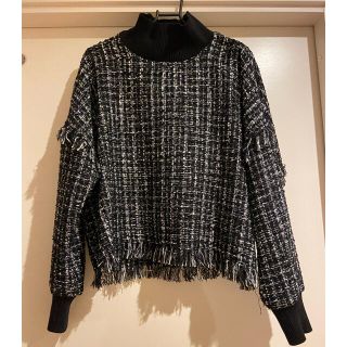 ザラ(ZARA)のZARA ツイードフリンジトップス(カットソー(長袖/七分))