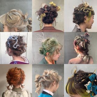 水引　水引き　成人式髪飾り　ドライフラワー(ヘアアクセサリー)