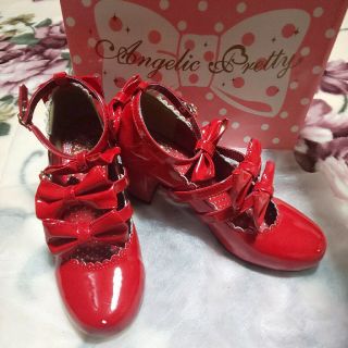 【送料込み】Angelic Pretty /エナメル/リボンシューズ/赤/red