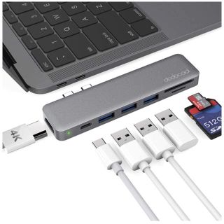 アップル(Apple)のmacbook USB Cタイプ ハブ HDMI Thunderbolt SD(PC周辺機器)