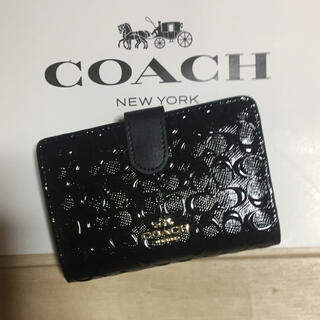 COACH♡コーチ エナメル加工 レッド 二つ折り財布
