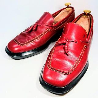 トッズ(TOD'S)のTOD'S タッセルローファー 赤 24相当 除菌消臭済(ローファー/革靴)