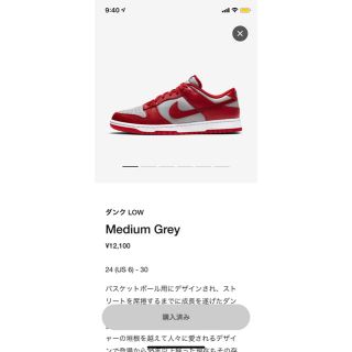 ナイキ(NIKE)のnike dunk low medium grey 27cm(スニーカー)