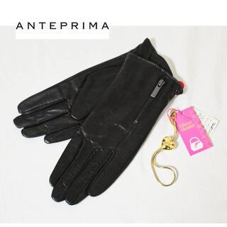アンテプリマ(ANTEPRIMA)の 《アンテプリマ》新品 羊革 レザー手袋 グローブホルダー付き 黒 21cm (手袋)