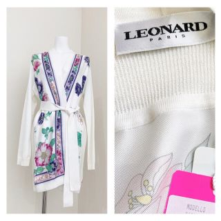 レオナール(LEONARD)のLEONARD PARIS シルク　ニット　ロング　カーディガン(カーディガン)