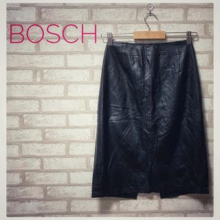 ボッシュ(BOSCH)のBOSCH レディース ひざ丈レザータイトスカート M 黒(ひざ丈スカート)