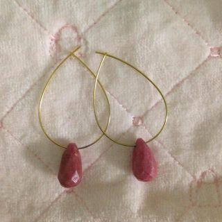 ローズクォーツ付き☆18金ピアス(ピアス)
