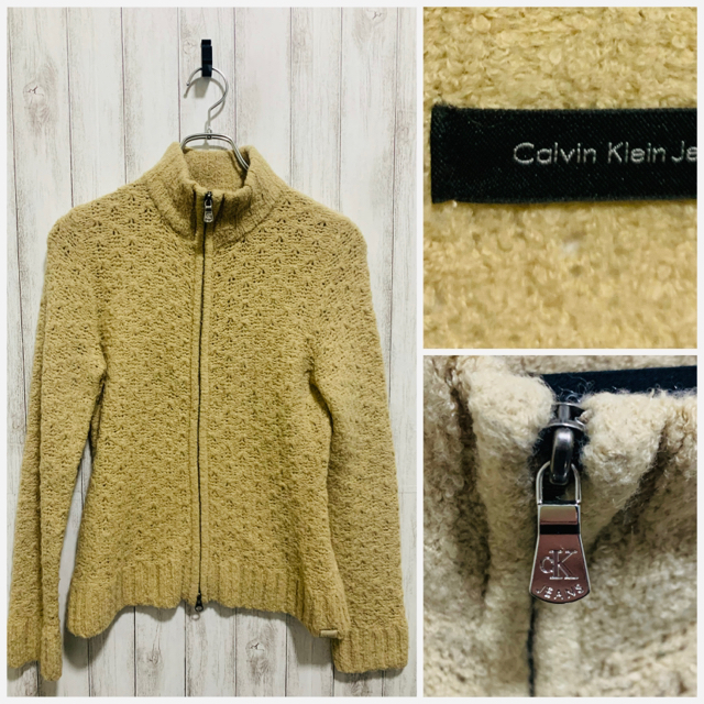 Calvin Klein(カルバンクライン)のカルバンクライン　ニット　ブルゾン　ジャケット　ジップカーディガン　刻印ジップ メンズのトップス(ニット/セーター)の商品写真