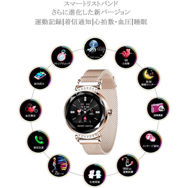 スマートウォッチ レディース 最新版 女性スマートウォッチ 女性の腕時計 メンズの時計(腕時計(デジタル))の商品写真
