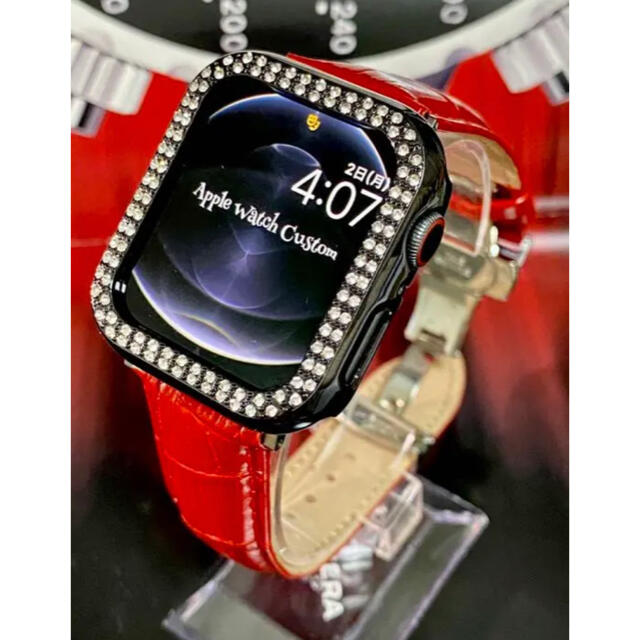 アップルウォッチダイヤカバー　ベルトセット　本革レザー　クロコダイルベルト メンズの時計(腕時計(デジタル))の商品写真