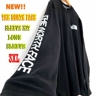 ザノースフェイス(THE NORTH FACE)のアームロゴ☆ 3XL相当 新品 ノースフェイス ロンT 黒 ビッグサイズ(Tシャツ/カットソー(七分/長袖))