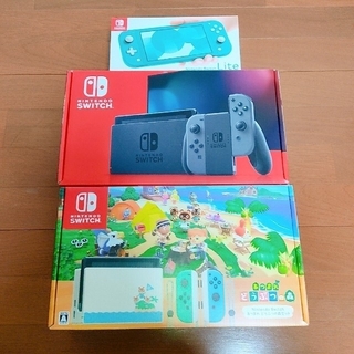 ニンテンドースイッチ(Nintendo Switch)の【新品3台セット+おまけ】switch2台/lite1台 +amiboカード  (家庭用ゲーム機本体)