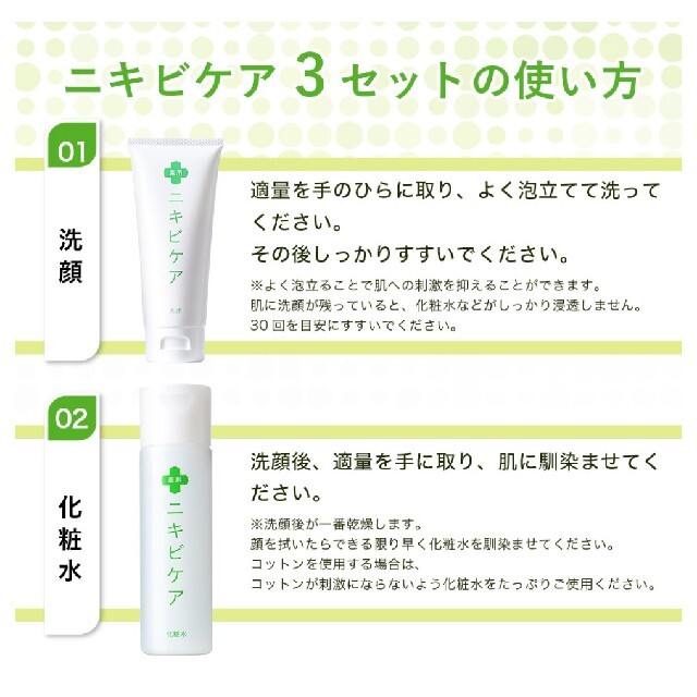 薬用 ニキビ ケア クリーム & 化粧水 & 洗顔 基礎セット 無添加 ニキビ