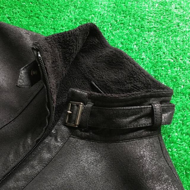 BURBERRY BLACK LABEL(バーバリーブラックレーベル)の本日限定値下！極暖ブラックレーベル旗艦店限定色　ムートンライダース定価8.4万 メンズのジャケット/アウター(レザージャケット)の商品写真