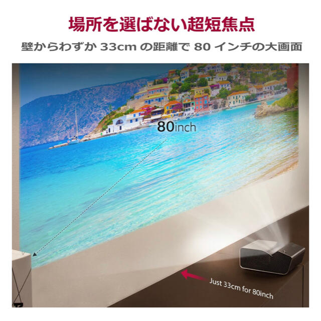 LG Electronics(エルジーエレクトロニクス)のLG PH450UG 超短焦点 バッテリー内蔵 LEDプロジェクター スマホ/家電/カメラのテレビ/映像機器(プロジェクター)の商品写真