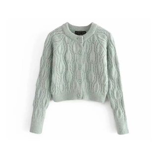 ザラ(ZARA)の🌸春先行💐3299◆green ニット カーディガン(カーディガン)