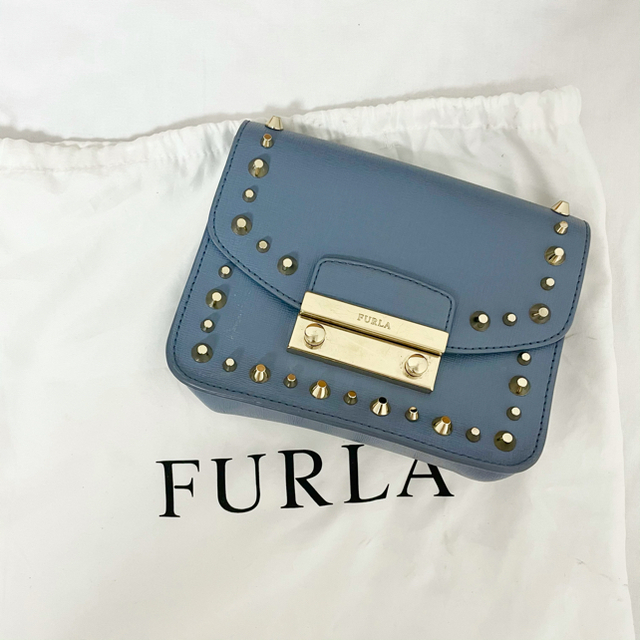 大幅値下げ‼️FURLA ショルダーバッグ　スタッツブルー