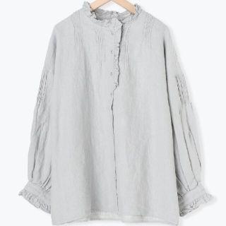 サマンサモスモス(SM2)の新品　タグ付き　ミント　SM2【Slow Linen】フリルピンタックブラウス(シャツ/ブラウス(長袖/七分))