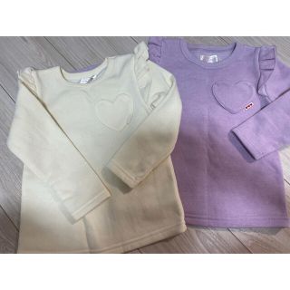 フタフタ(futafuta)のトップス ハートポケットトレーナー 裏起毛 フリルトレーナー フリル ハート(Tシャツ/カットソー)