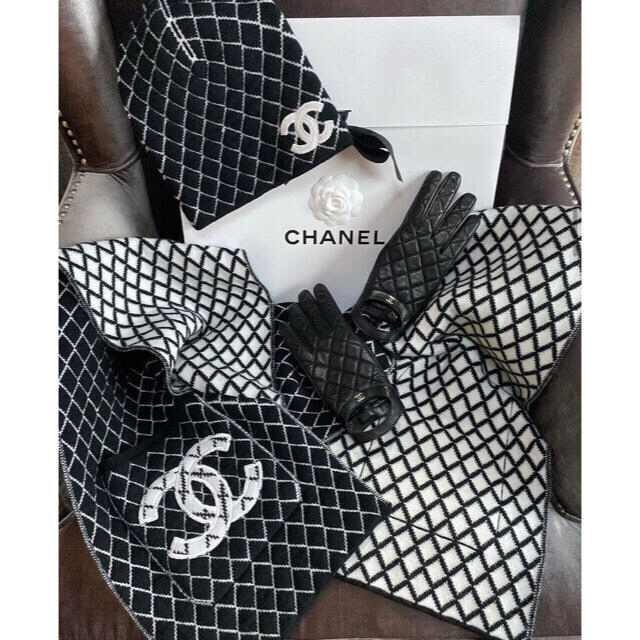 シャネル　CCロゴ　ポケット　カシミヤ　マフラー　Chanel