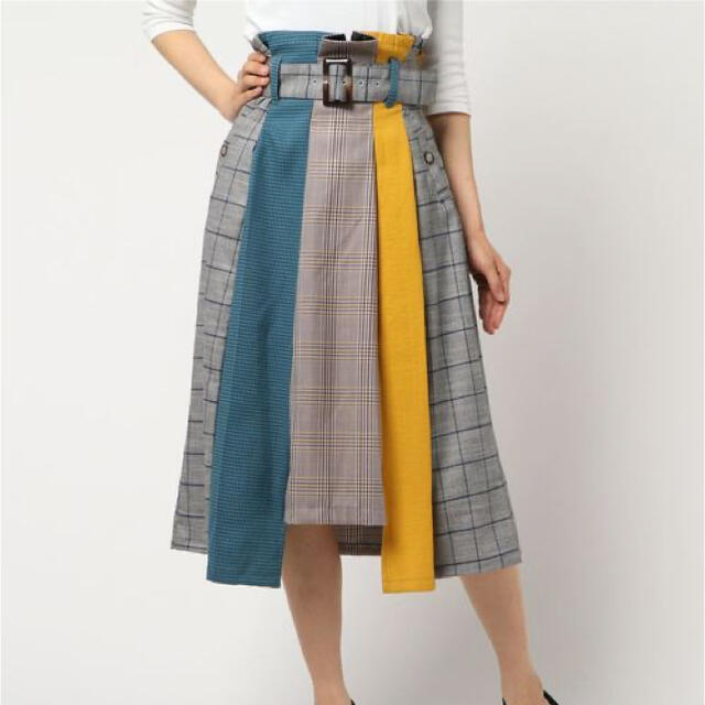 REDYAZEL(レディアゼル)のサマーチェック配色ミモレ丈スカート レディースのスカート(ロングスカート)の商品写真