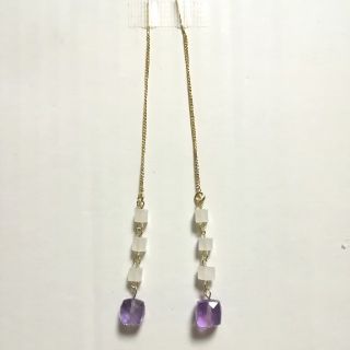 エテ(ete)のハンドメイド　アメリカンピアス　天然石　アメシスト　(ピアス)