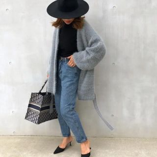 ザラ(ZARA)のfancy by sayu   mohairカーディガン　グレー(カーディガン)