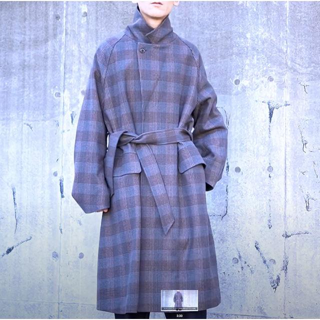 URU(ウル)/WOOL CHECK BELTED COAT/Gray/19aw URU(ウル)/WOOL CHECK BELTED COAT/Gray/19aw